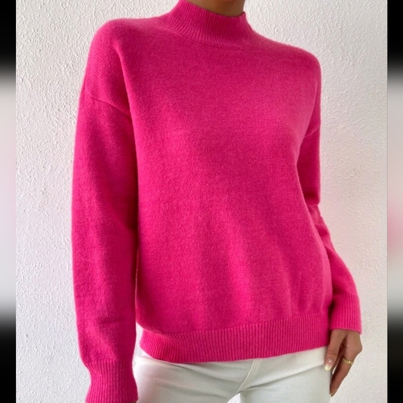 Mock Neck Drop Shoulder Sweater - Picture 3 of 4